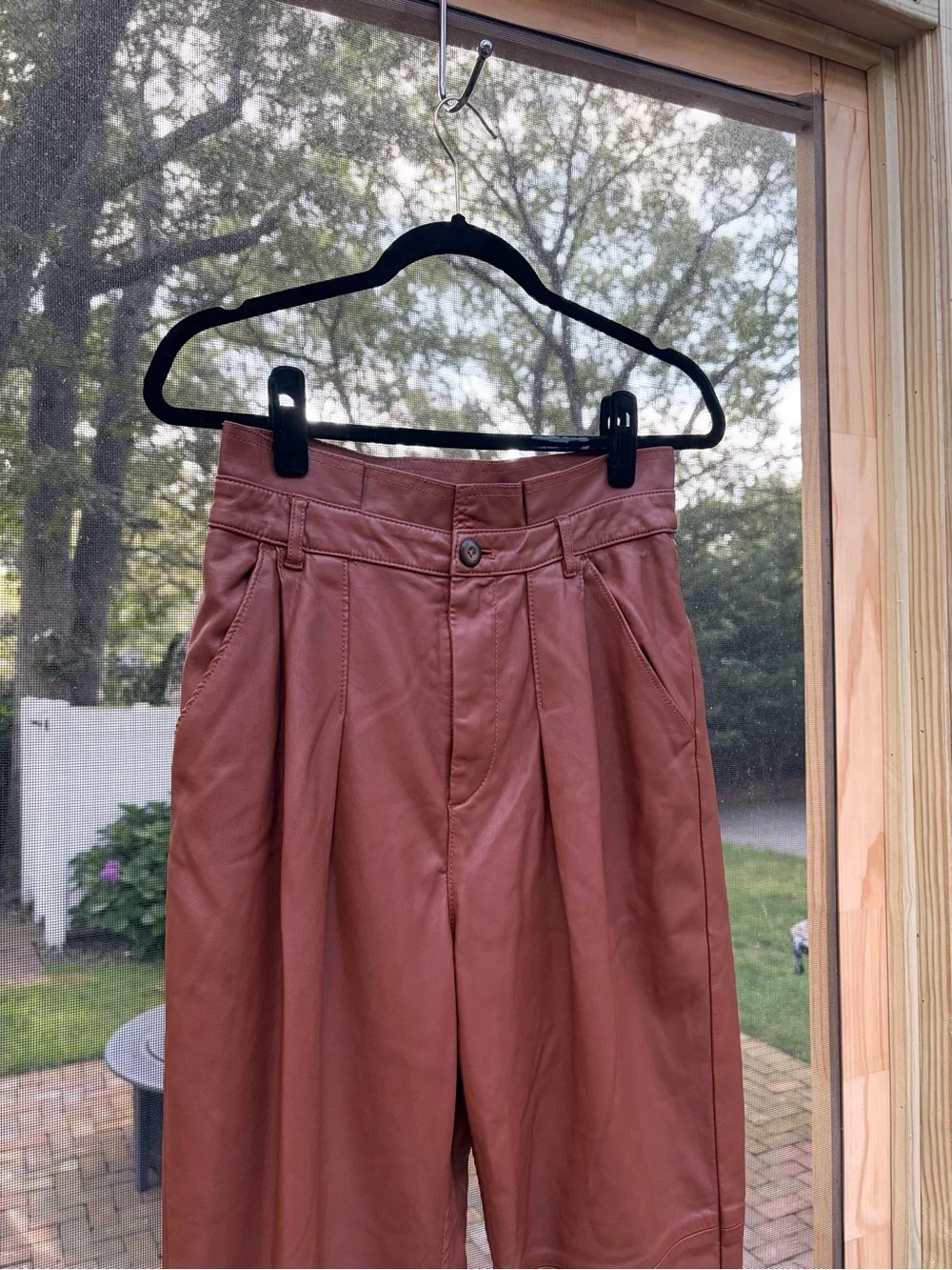 Free People Burnt Orange Skirt with Faux Leather Waistband